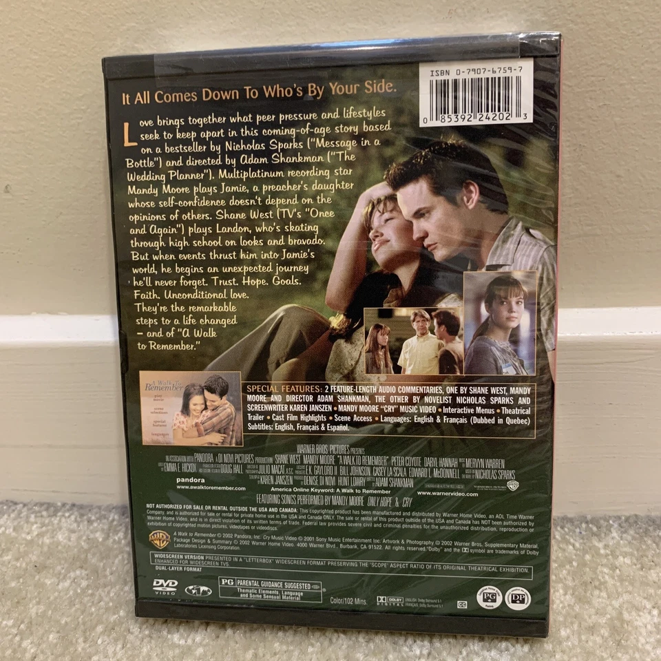 A Walk to Remember Movie DVD Video Mandy Moore Shane West Romance - Image 2 of 4
