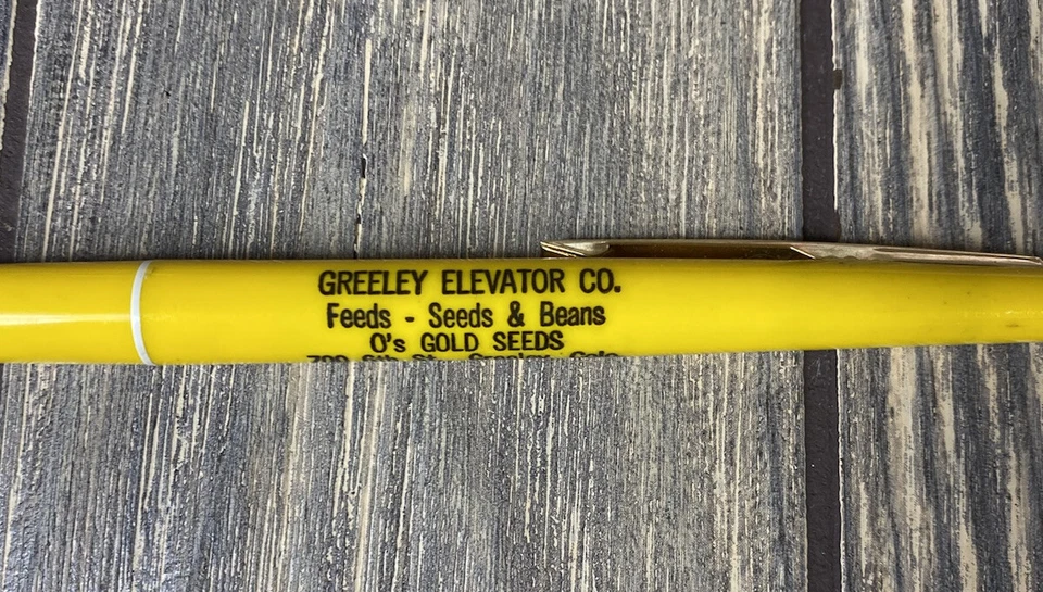 Pluma Greeley Colo Vintage Amarillo Greeley Elevator Co O’s Semillas Doradas Foto 2 de 3