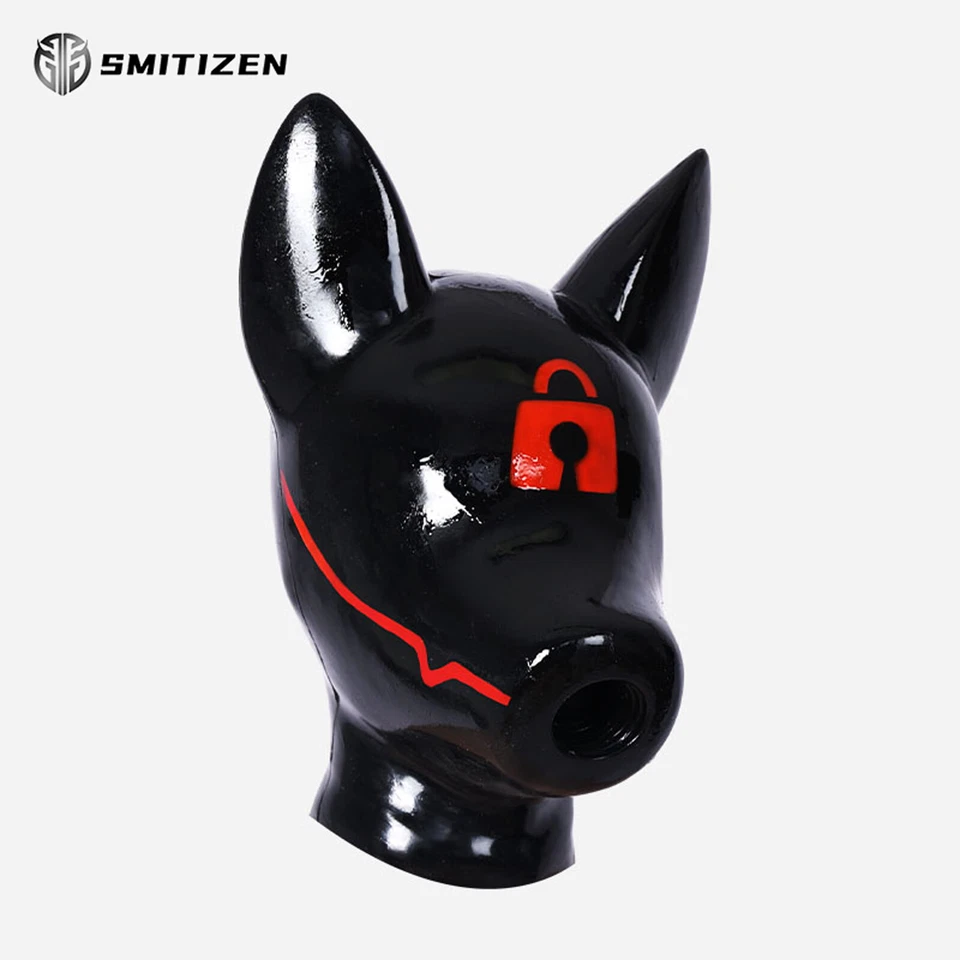 Smirtizen Silicone Long Short Ears Drone Hood With Lock Pattern for Fetish Gay - Image 2 of 4