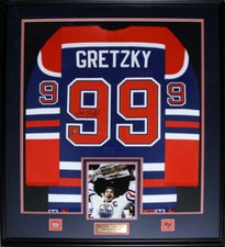 Wayne Gretzky Edmonton Oilers Signed Jersey Hockey Frame (blue and orange)