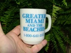 Vintage - FIRE KING - milk glass MUG - Greater Miami and the Beaches - Florida