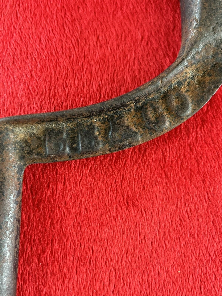 Vintage B & B Cast Iron Wood Coal Stove Cover Lid Lifter Handle Mfg - Image 3 of 4