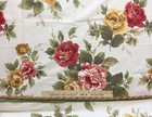 Floral Mums Fabric Flowers Red Gold w/ Cord Trim Craft Lot 2 Projects 26" Long