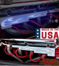 LED Wire Looms w/ Blue Flames for Hot Rod Custom w/ V8, Long Wires, & Distrib