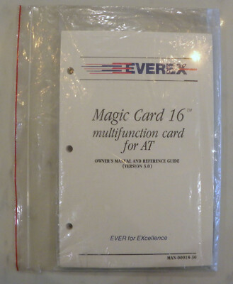 EVEREX Magic Card Multi I/O for AT Manual & Utility Disk IBM PC/XT/AT ...