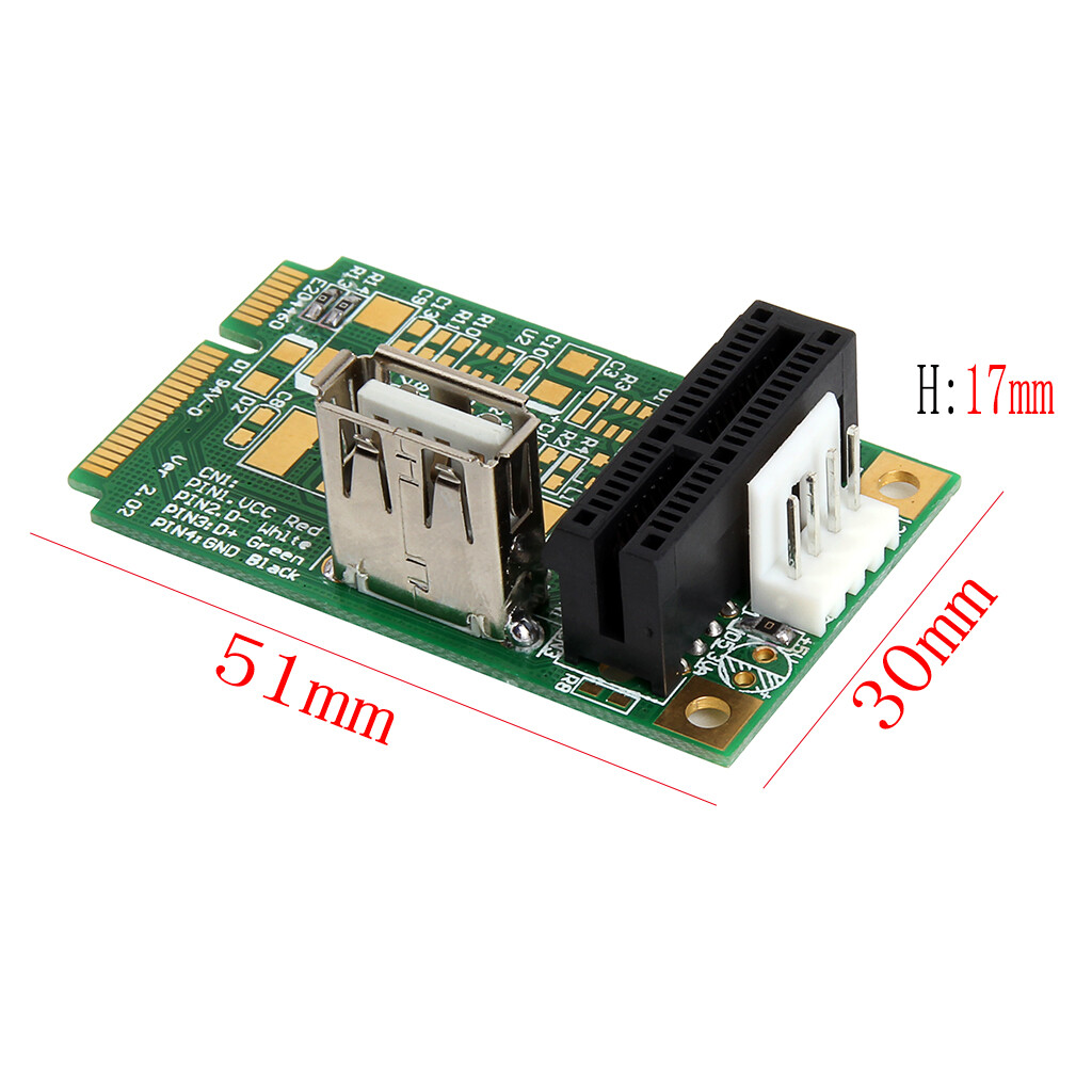 Mini PCI-E a PCI Express, adattatore riser extender 16x 4 condensatori a stato solido con interfaccia a 6 pin con cavo di alimentazione SATA per estrazione scheda video compatibile con tutti