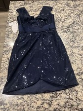 Alfred Angelo Sequin Cocktail Dress Prom Dress Navy Blue