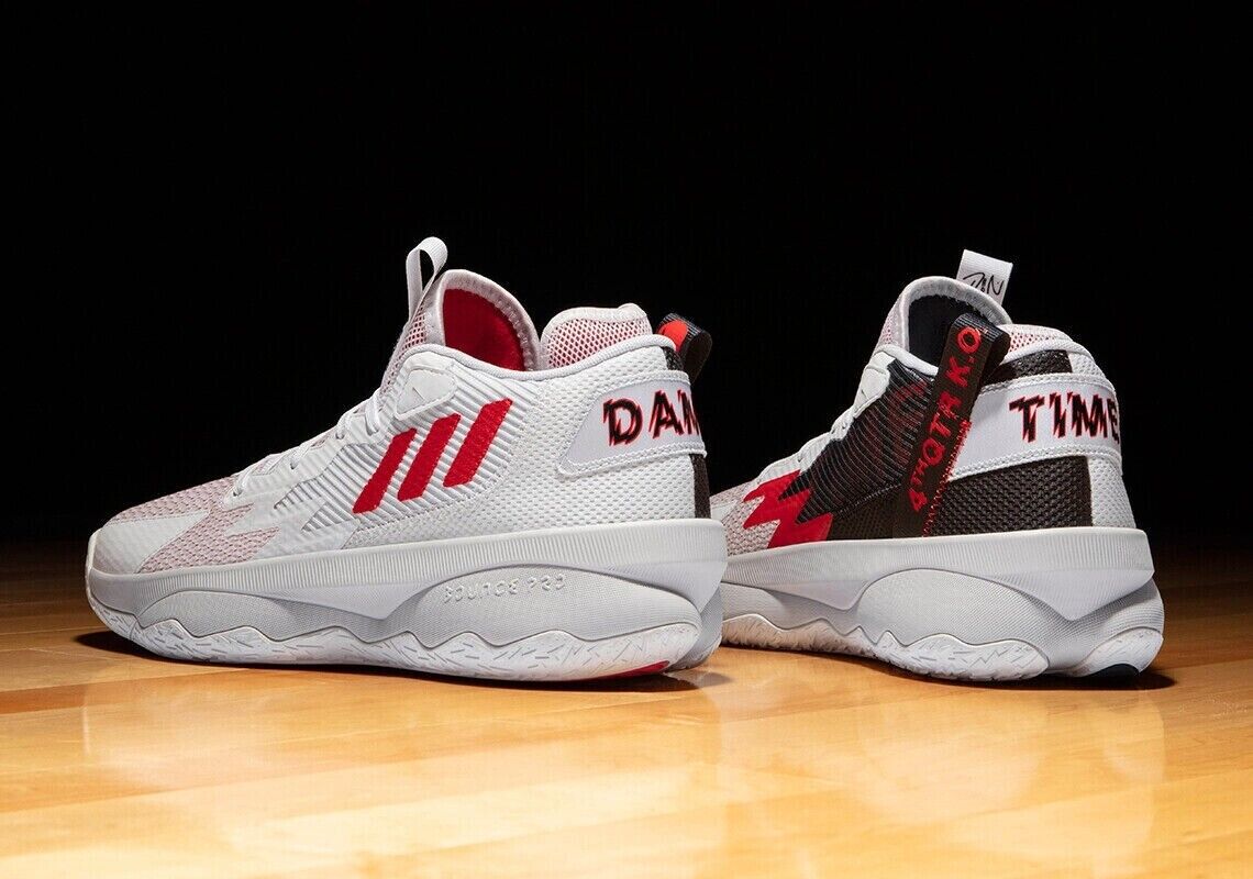 ADIDAS DAME 8 GAME TIME BASKETBALL SHOES SIZE 5 WHITE RED ADIDAS DAME 8 GAME TIME BASKETBALL SHOES SIZE 5 WHITE RED