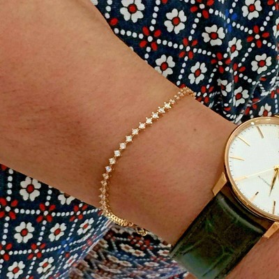 Women's 14k Rose Gold Tennis Bracelet with Brilliant Cut Cubic Zirconia