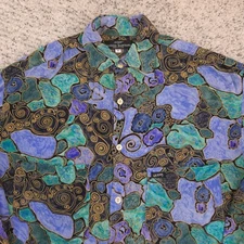 VTG Guess Blouse Women Size 1 Shirt AOP Button Down Colorful 80s Long Sleeve EUC