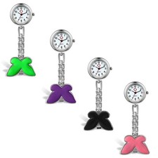 Butterfly Brooch Quartz Analog Nurse Watch Tunic Fob Clip-on Pocket Watch Women