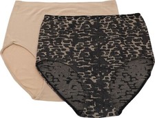 Rhonda Shear 3Pc Seamless High-Waisted Briefs ANIMAL BLACK BEIGE L NWOT 192