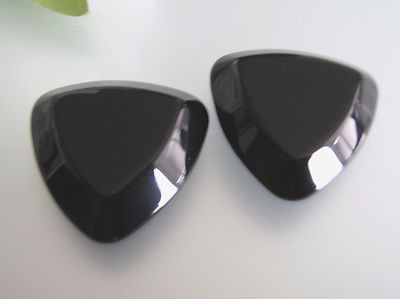 3D Triangle Shield shape Vintage untreated Onyx half drilled gemstone for DIY ER