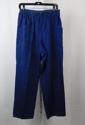 Classic Elements Wide Leg Elastic Waist Pull On Denim Pants 14, Dark Wash #A210