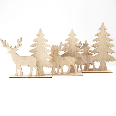 Holz DIY Weihnachten Rentier Santa Handwerks Ornamente Dekor Dekorationen
