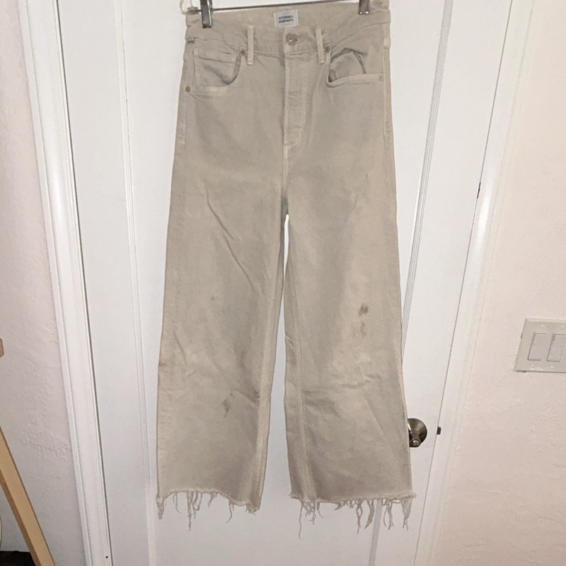 Citizens of Humanity Women’s Wide-Leg Jeans Beige Denim High Rise Light Wash