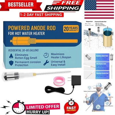 Electric Anode Rod, Protects Water Heaters from Odor & Corrosion - 30-80 Gallon