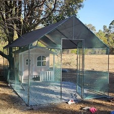 XL Chicken Coop Walk-in Poultry Cage Thicken Tube Hens Ducks Roosting Fence Shed