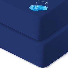 Crib Sheets Waterproof 2 Pack, Mattress 28" x 52", Navy Blue