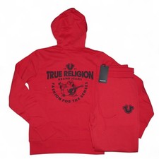 True Religion Sweatsuit Men's Size XL Fleece Hoodie Joggers Matching Set Red NWT