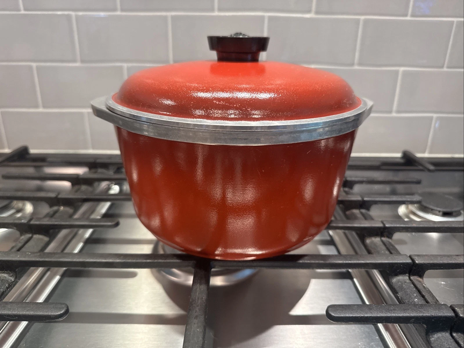 VTG Club Aluminum Dutch Oven Roaster Pot w/Lid Red Burnt Orange