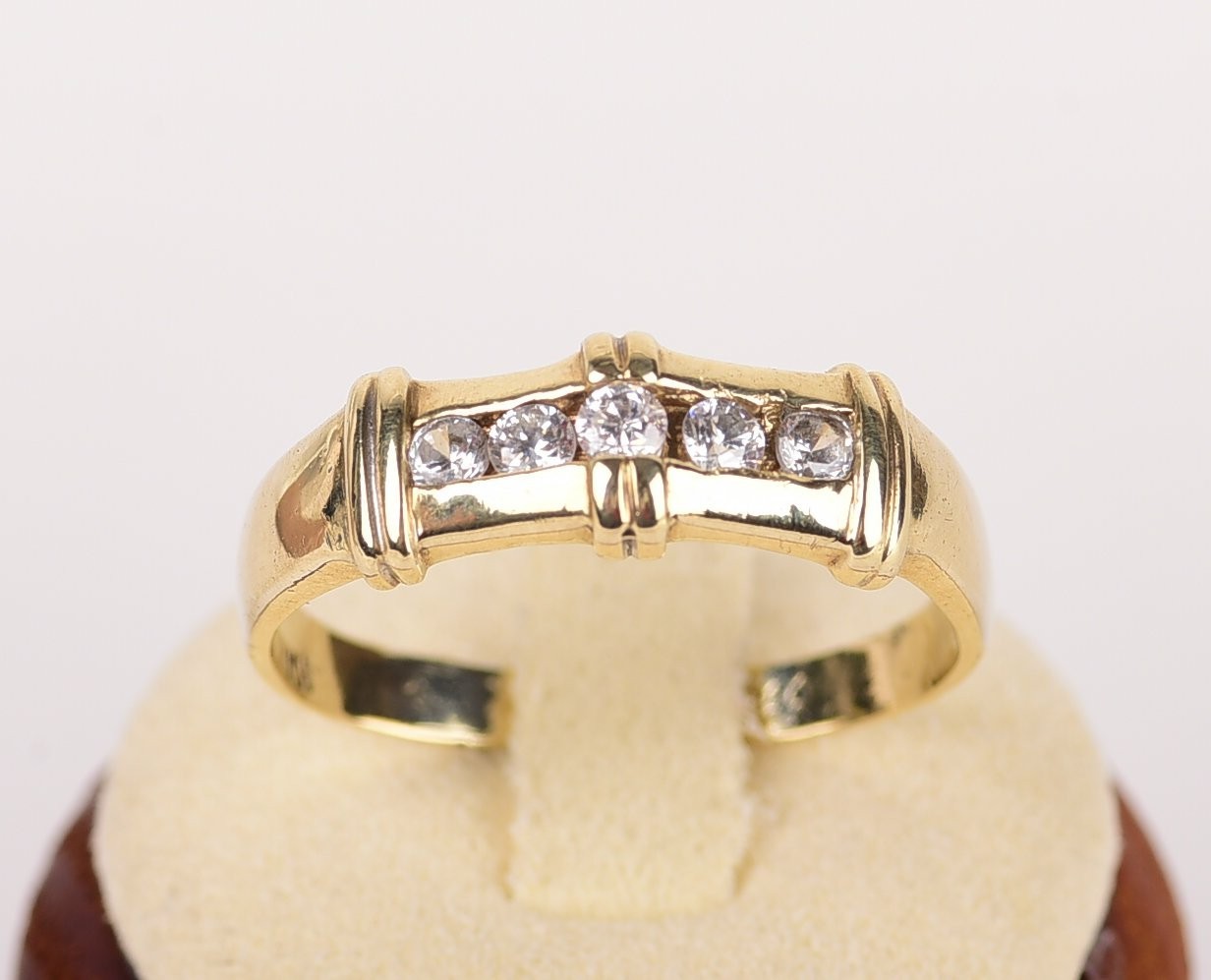 10K  Solid  Yellow Gold Ring  Lab  created Diamon… - image 1