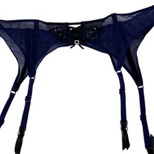 Victorias Secret Purple Mesh Lace Garter Belt Rhinestone Buckle ML Lingerie
