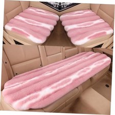 Faux Sheepskin Car Seat Cover Thin Fluffy Cute Fur Full Set For 5 Seats Pink
