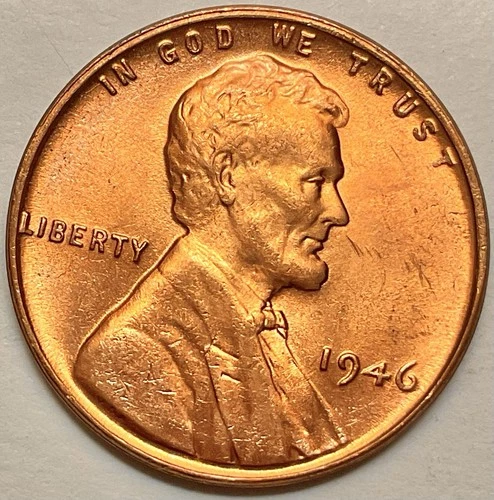 1946p  ~ Choice Uncirculated BU Red RD Spot On Reverse - Lincoln Wheat Cent B287