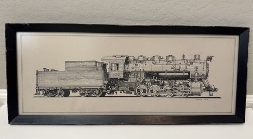 Vtg Steam Locomotive Train Print 1968 WM Shirley Framed NYC Black White Signed - 第 1/13 張圖片