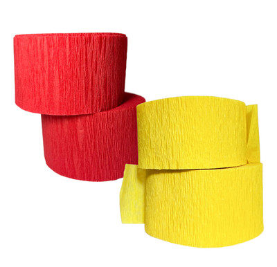 Red and Gold Crepe Paper Streamers 4 Rolls 290 Feet for Party Decorations
