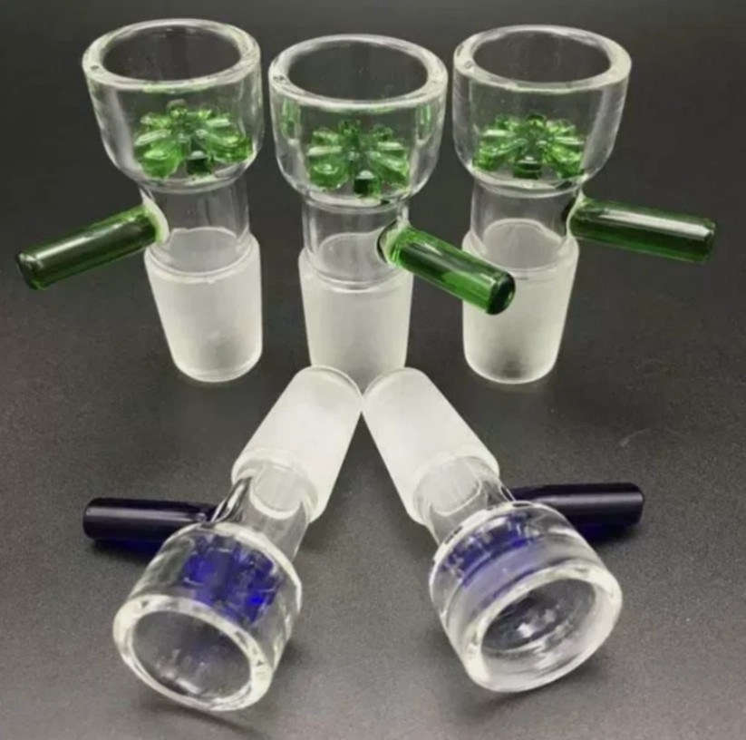 2P 14mm Male Glass Slide Bowl With Snowflake Screen Head Piece For Glass Bong*%%