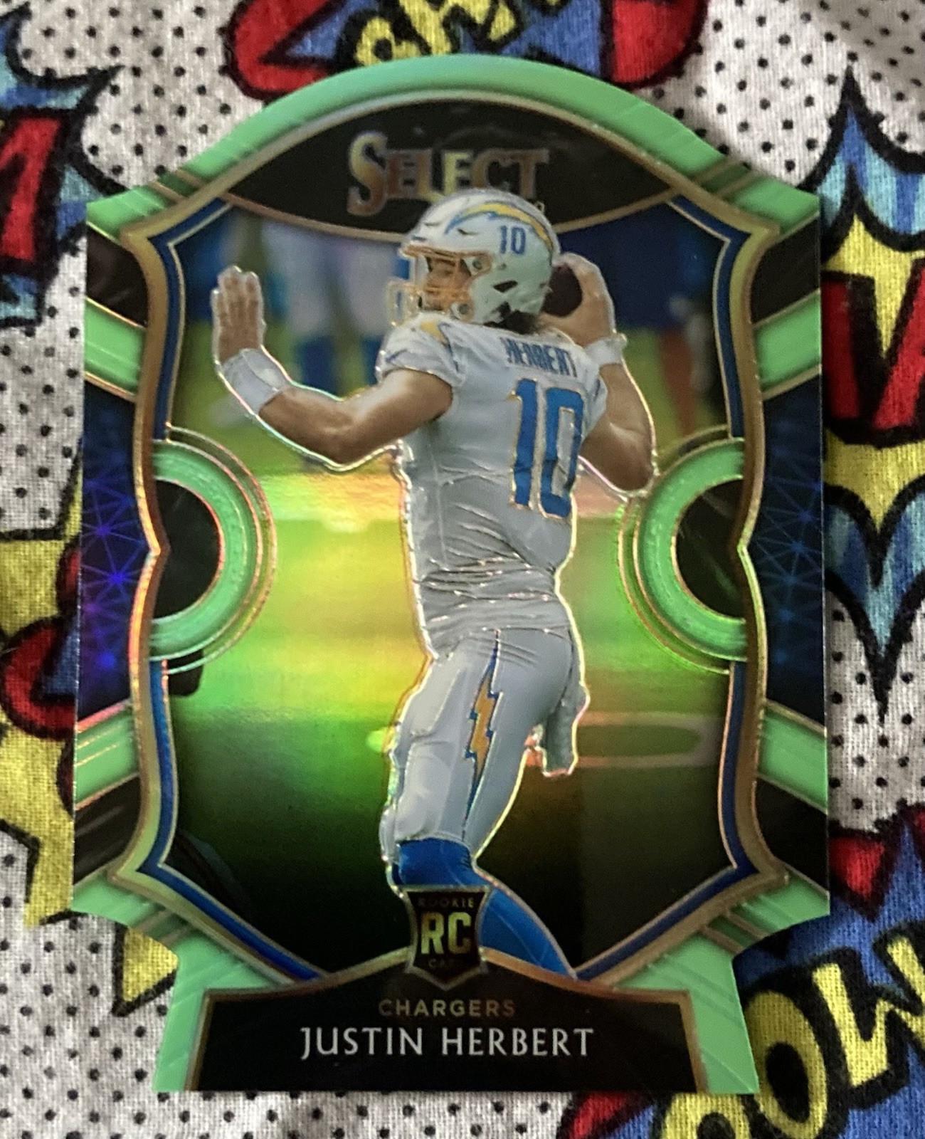 2020 Panini Select - Concourse Justin Herbert #44 Neon Green Prizm Die-Cut (RC)