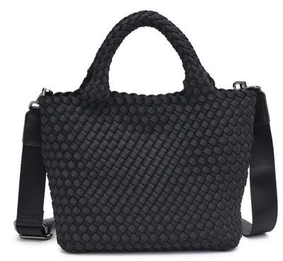 Sol and Selene Sky's The Limit Small Tote Neoprene Black Travel Crossbody Bag