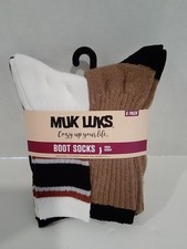 Muk Luks Womans Cozy Boot Socks 6 Pack Size 6-11 Brown/Multicolor