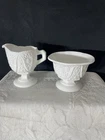 Vintage Milk Glass Creamer And Sugar Bowl