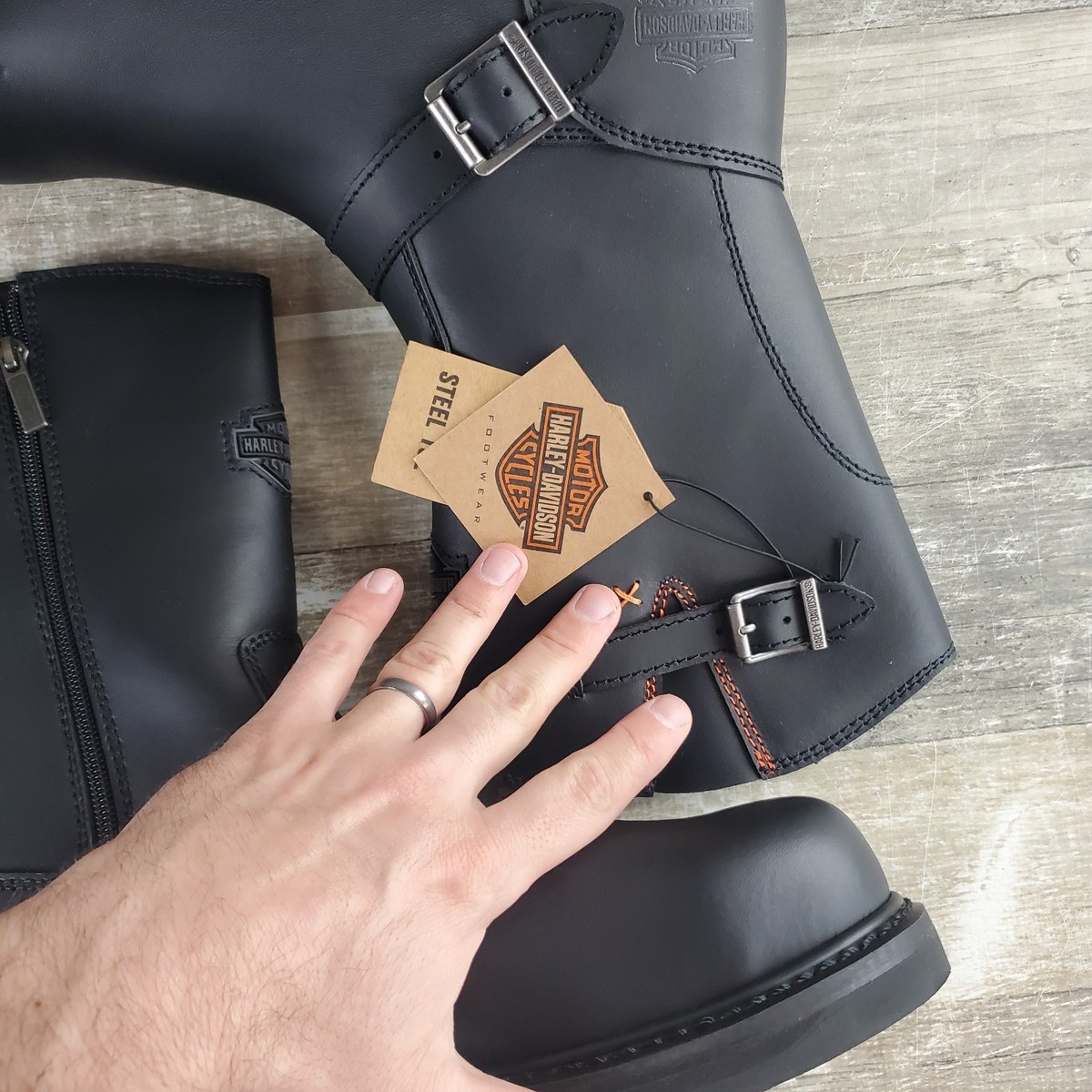 Harley Davidson Jason Mens Ankle Boots Sz 7.5 W Black Leather Side