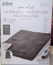 Pure Enrichment PureRelief XXL Ultra-Wide Microplush Heating Pad - Charcoal Gray