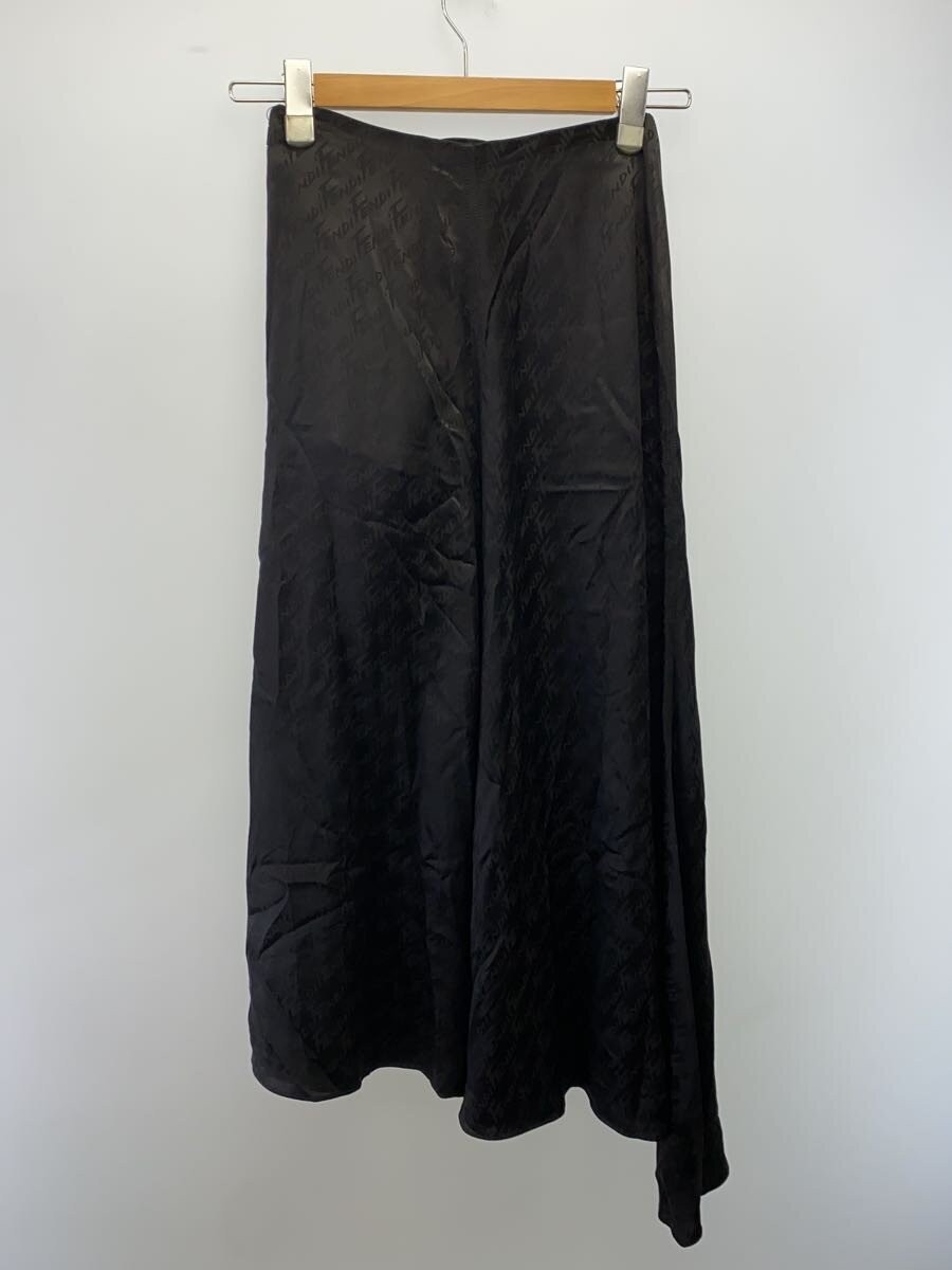 FENDI Long Skirt, Size 36, Silk, Black, All-Over Print thumbnail 2