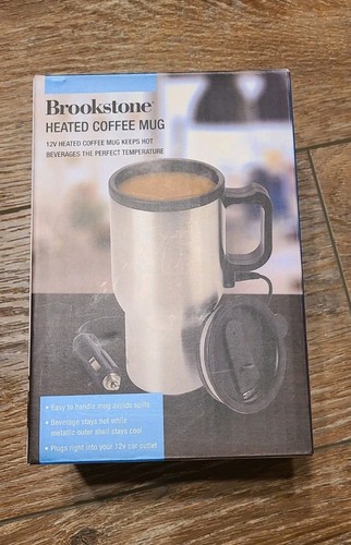 Tasse à café chauffante portable Brookstone 12 V prise de voiture 13 oz - neuve boîte ouverte - Photo 2/4