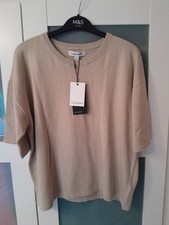 Autograph M&S, knitted top, 11% cashmere,10% silk, 79% cotton, natural, size 14