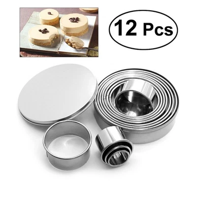 12 stücke Runde Form Gebäck Cutters Kuchen Cookie Keks Cutter Set Edelstahl DIY - Bild 1 von 4