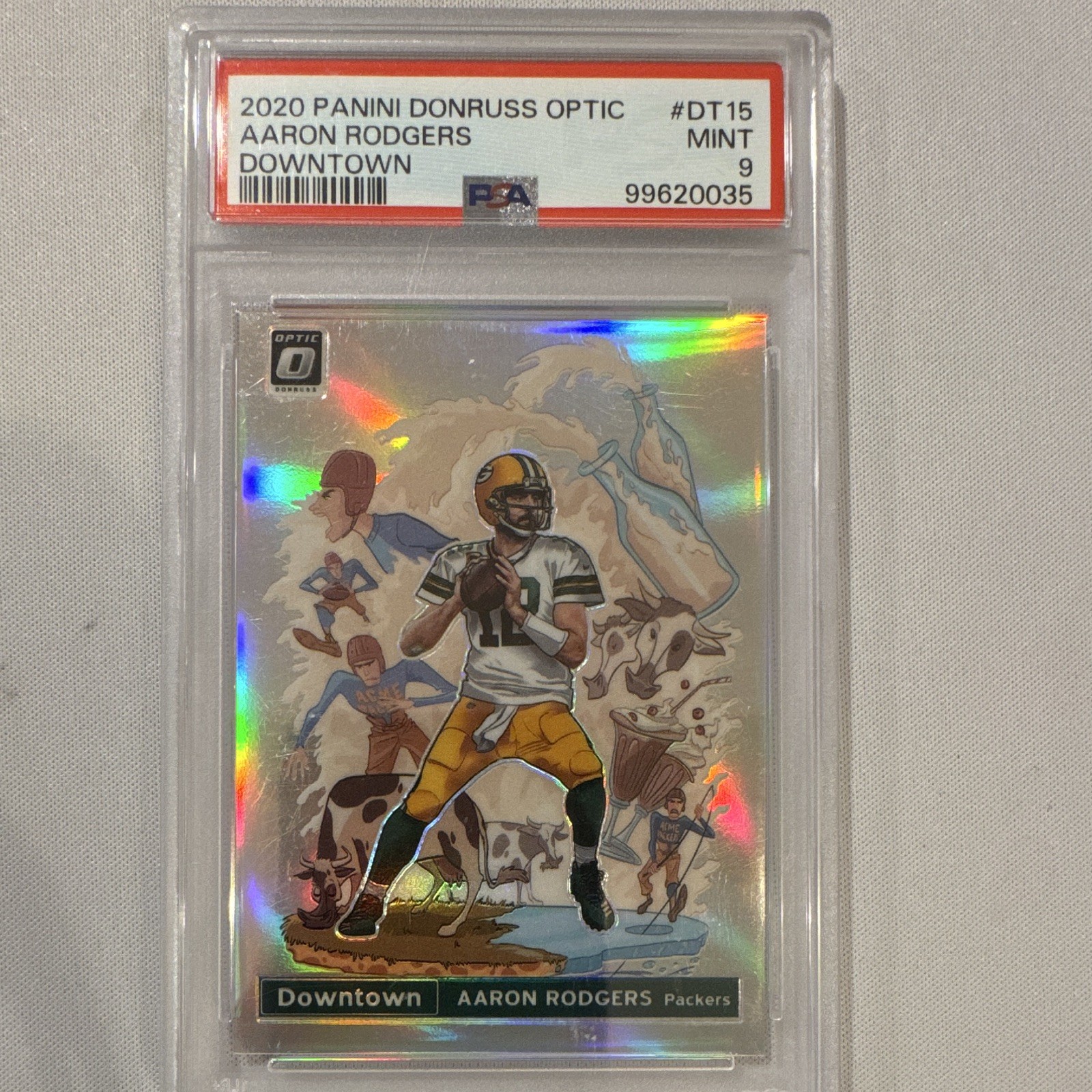 Panini 2020 Donruss Optic Aaron Rodgers Packers Downtown Insert #DT-15 PSA 9