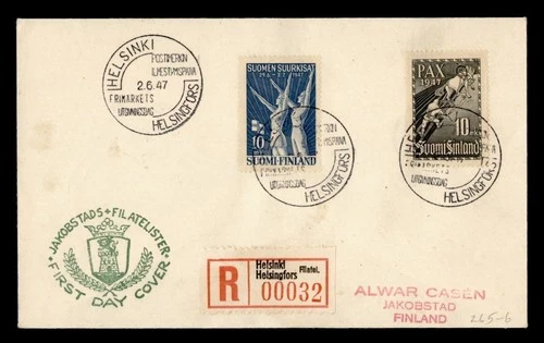 DR WHO 1947 FINLAND FDC PAX COMBO REGISTERED M78758