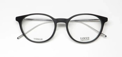 New LOZZA Round Eyeglasses VL4173 Black Titanium Temples 50-19-140  w/ case