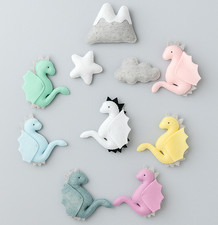 Handmade Felt Nursery Mobile Toys: Dragon, Cloud, Moon Stars