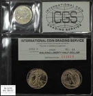 1943 Walking Liberty Silver Half Dollar 50C Old Photo Certificate ICGS MS 65