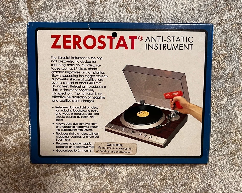 Pistola antiestática roja para lavavajillas Zerostat para discos de vinilo con caja y bombilla de prueba Foto 2 de 3
