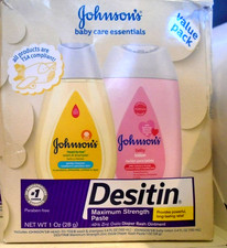 Johnson's Baby Care Essentials Gift Set Lotion Body Wash Diaper Rash Cream
