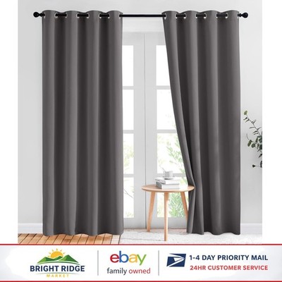 84 Inch Gray Blackout Drapes, Light Blocking Curtains for Living Room Decor